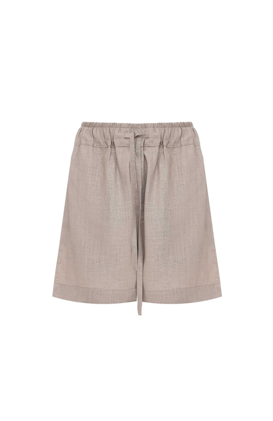 Women BEIGE BROWN | Elasticated-Waist Linen Shorts