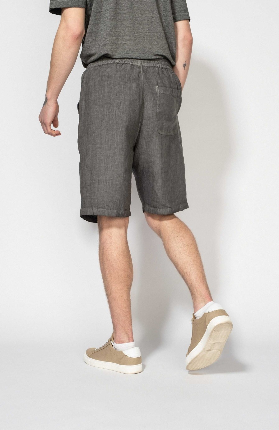 Men 120% LINO | Drawstring-Fastened Linen Bermuda Shorts