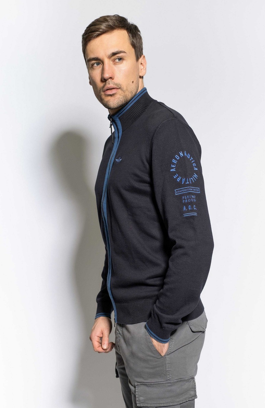 Men AERONAUTICA MILITARE | Two-Tone Zipped Cardigan