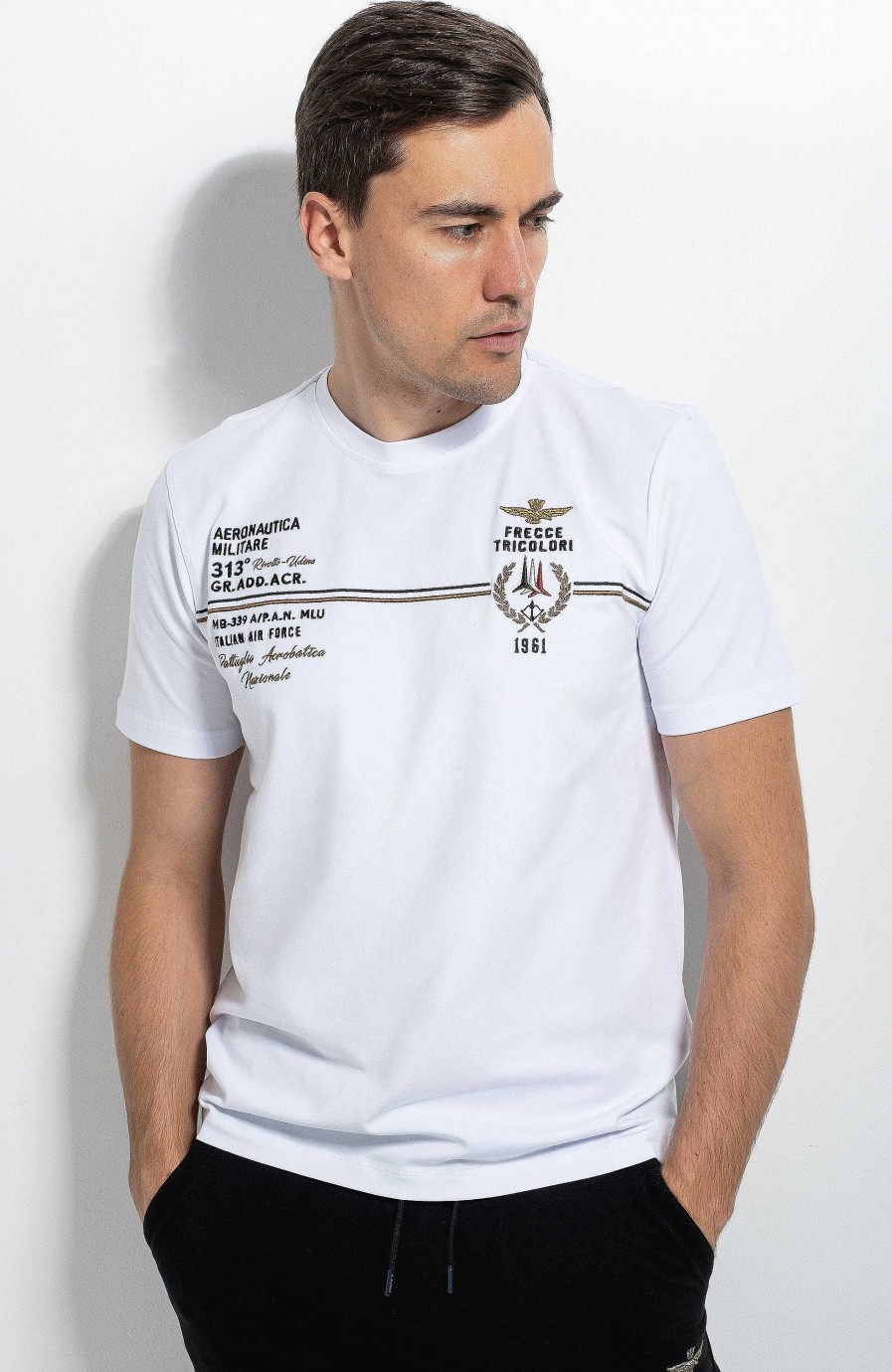 Men AERONAUTICA MILITARE | Embroidered Cotton T-Shirt